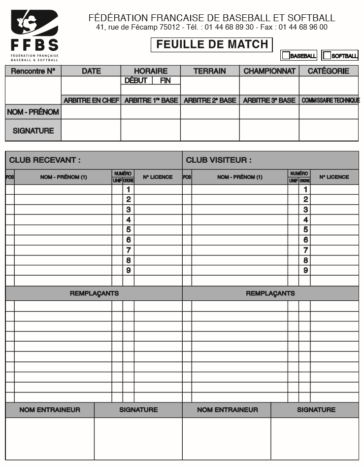 Feuille De Match De Football Mod le Mise Jour Du Classement